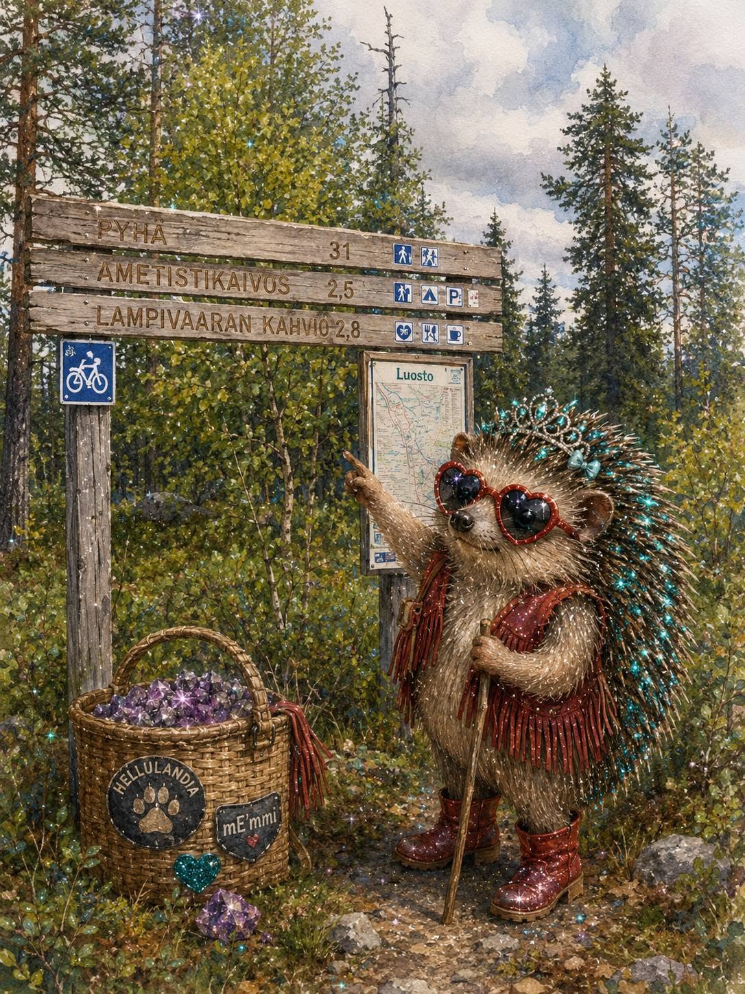 mE’mmi Lapin matkalla Joulupukin Pajakylän ja Luoston Ametistikaivoksen kautta kohti Tankavaaran Kultakylää mE’mmi Lapin matkalla Joulupukin Pajakylän ja Luoston Ametistikaivoksen kautta kohti Tankavaaran Kultakylää