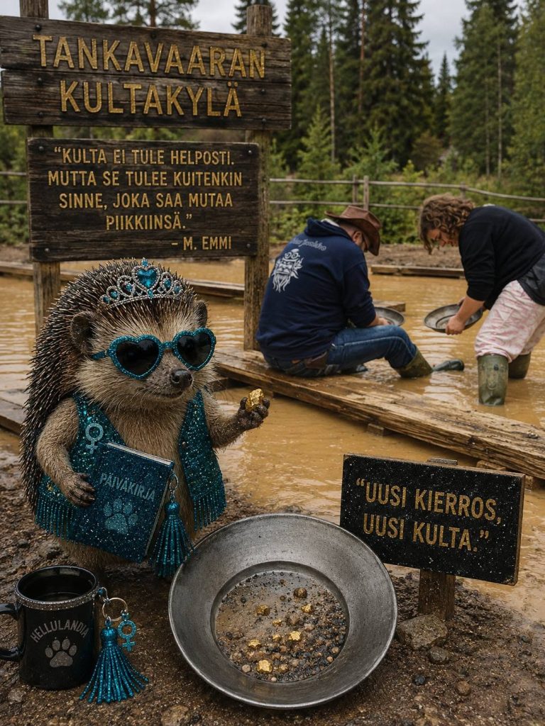 Tankavaarassa oli viimein toimintaa, jonka mE’mmi ymmärsi: etsitään jotain pientä ja kiiltävää ja tullaan suhteettoman onnelliseks, kun se löytyy. Harmi vaan, että Nekelin sisäinen sääasema ja Lapin sivuttain lentävät hyttyset vaikeuttivat toimintaa.