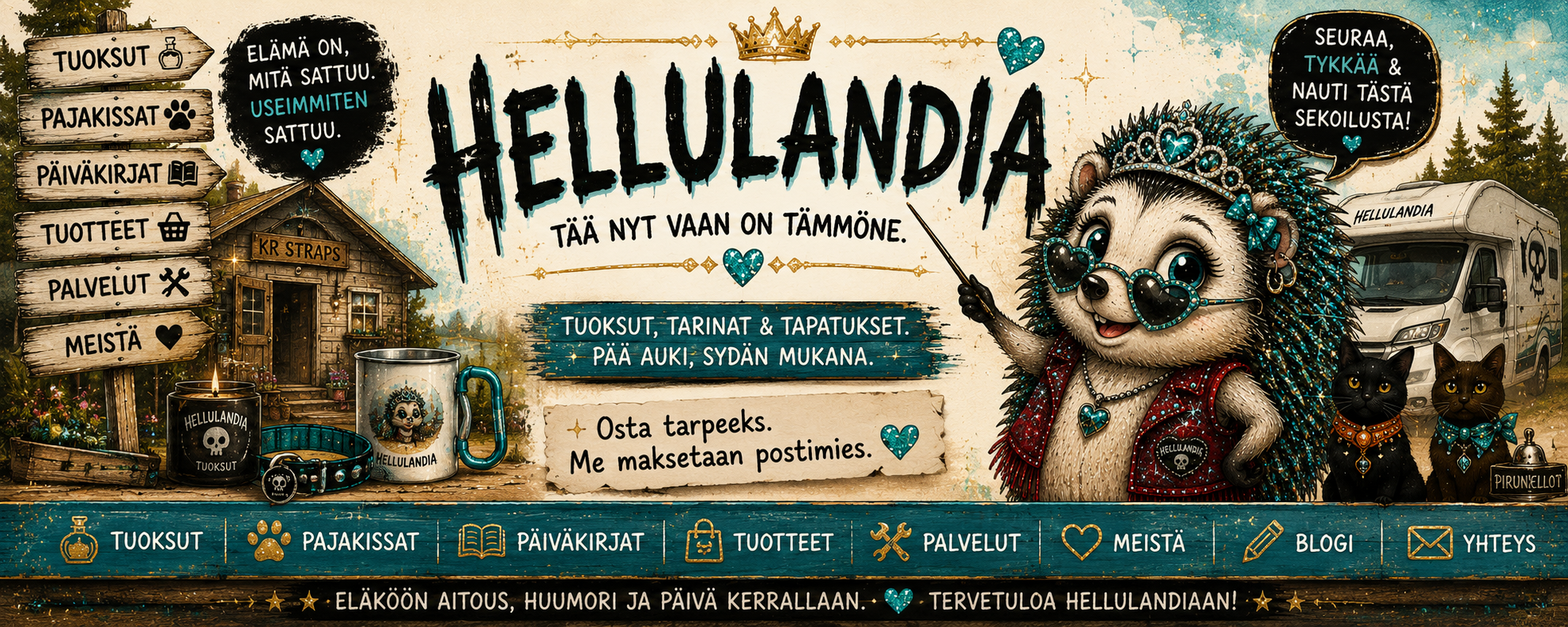 mE’mmi näyttää, mistä Hellulandian Instagramissa painetaan Seuraa-, Tykkää-, Kommentoi-, Jaa- ja Tallenna-painikkeita.