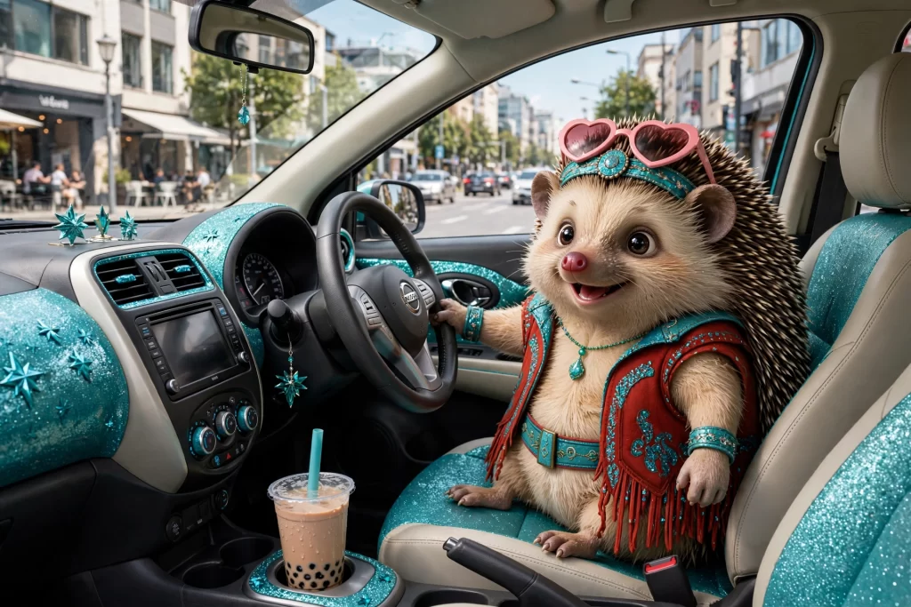 Memmi nekelin nissan micran ohjaajan paikalla